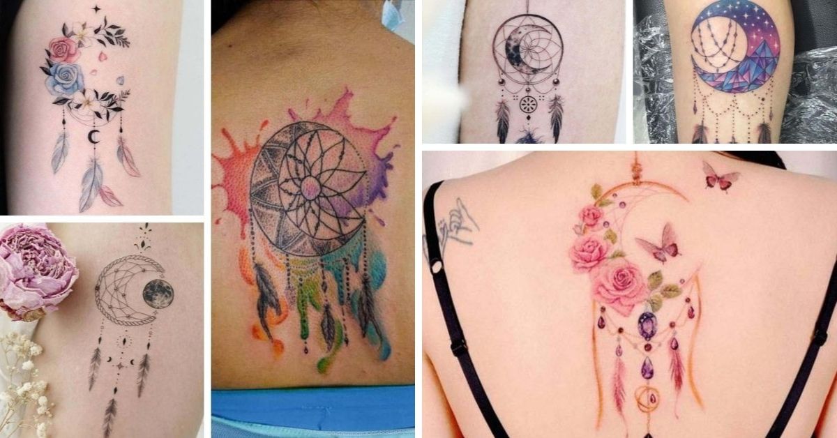 19 Magnificent Moon Dream Catcher Tattoo Designs You'll Be Obsessed With |  Trendy Pins