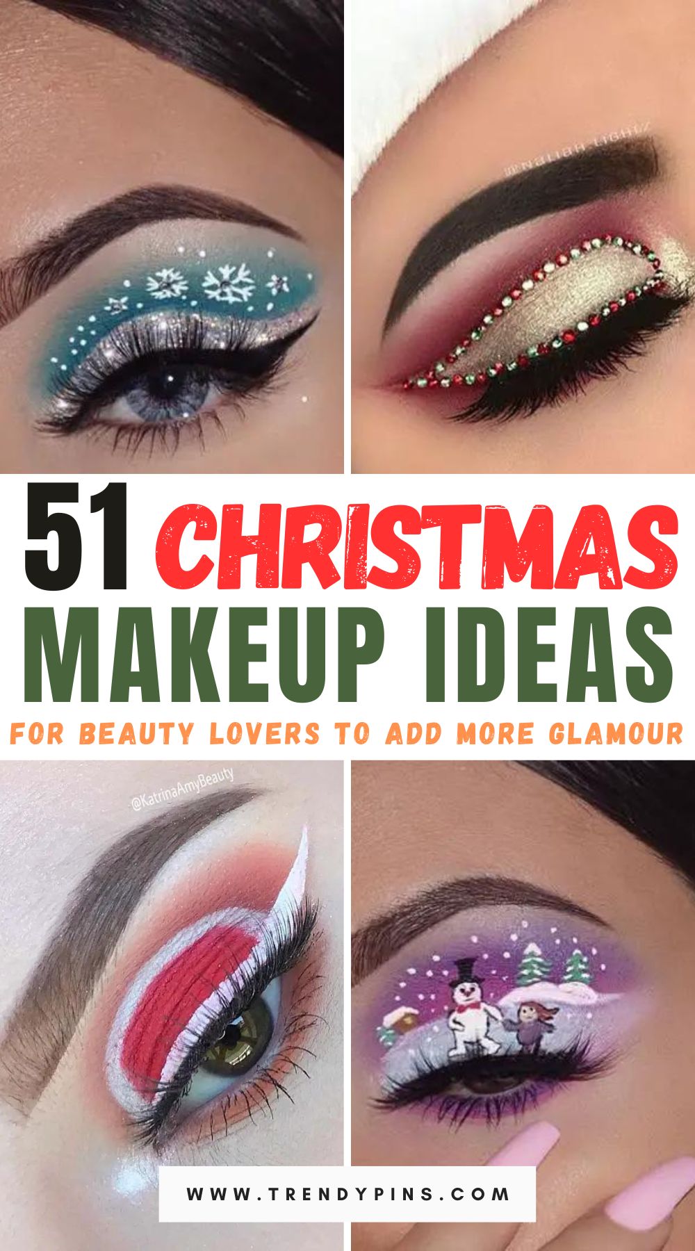 Unleash your beauty creativity this holiday season with our inspiring collection of 50 festive Christmas makeup ideas. Click to explore a spectrum of stunning looks that promise to elevate your glam game and add a touch of festive flair to your celebrations!