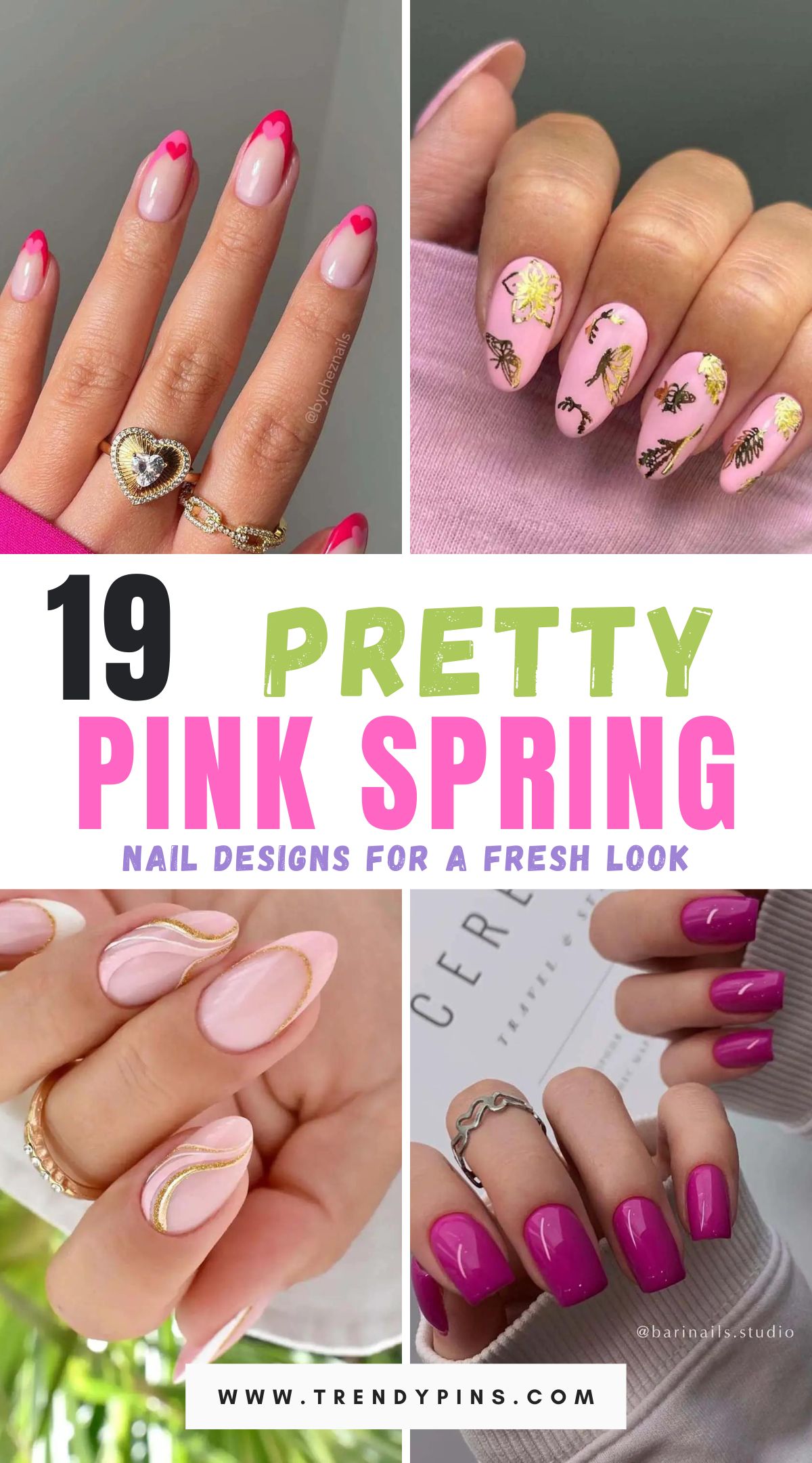Elevate your spring nail game with these 19 pink-themed designs. Embrace the freshness and vibrancy of the season with creative and stylish nail art ideas that add a touch of pink elegance to your look.