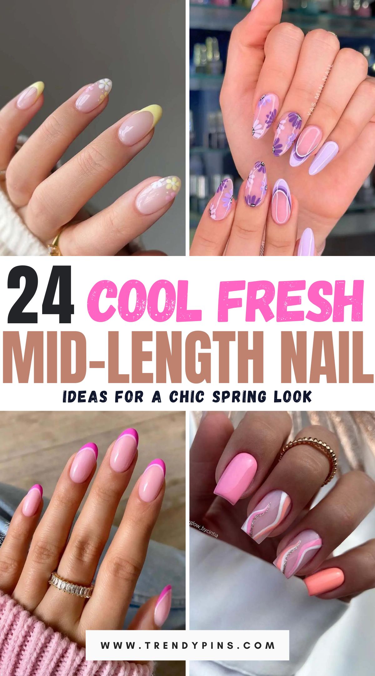 Elevate your mid-length nails with these 24 stunning spring nail designs. Explore creative and vibrant nail art ideas that add a touch of seasonal beauty and style to your look.