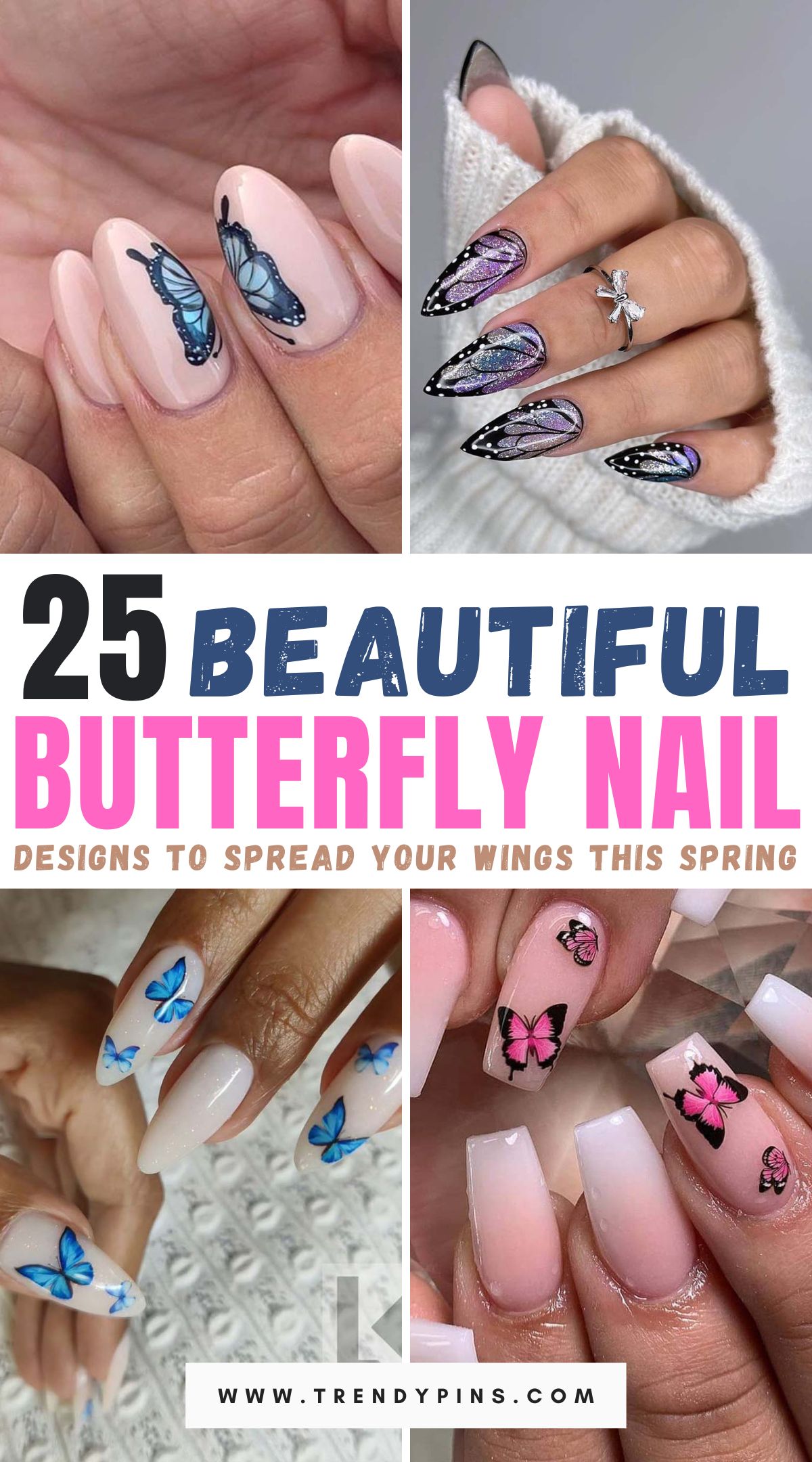 Embrace the freedom of spring with these 25 butterfly nail designs. From delicate accents to bold motifs, explore a variety of charming nail art ideas inspired by nature's fluttering beauties, perfect for welcoming the season with style.