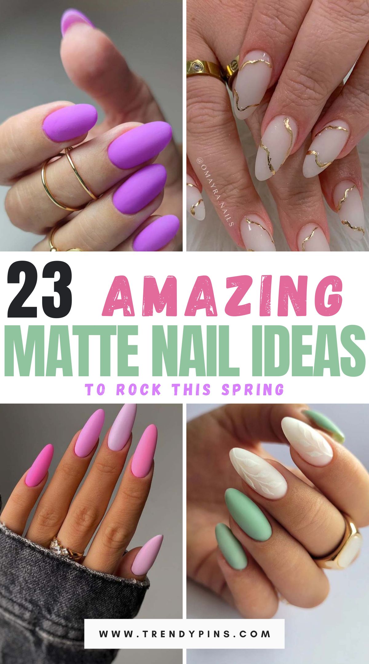 Elevate your manicure game with these 23 trendy spring matte nail designs. From soft pastels to bold florals, explore chic and modern ideas that will inspire your next nail appointment and keep your fingertips on-trend this season.