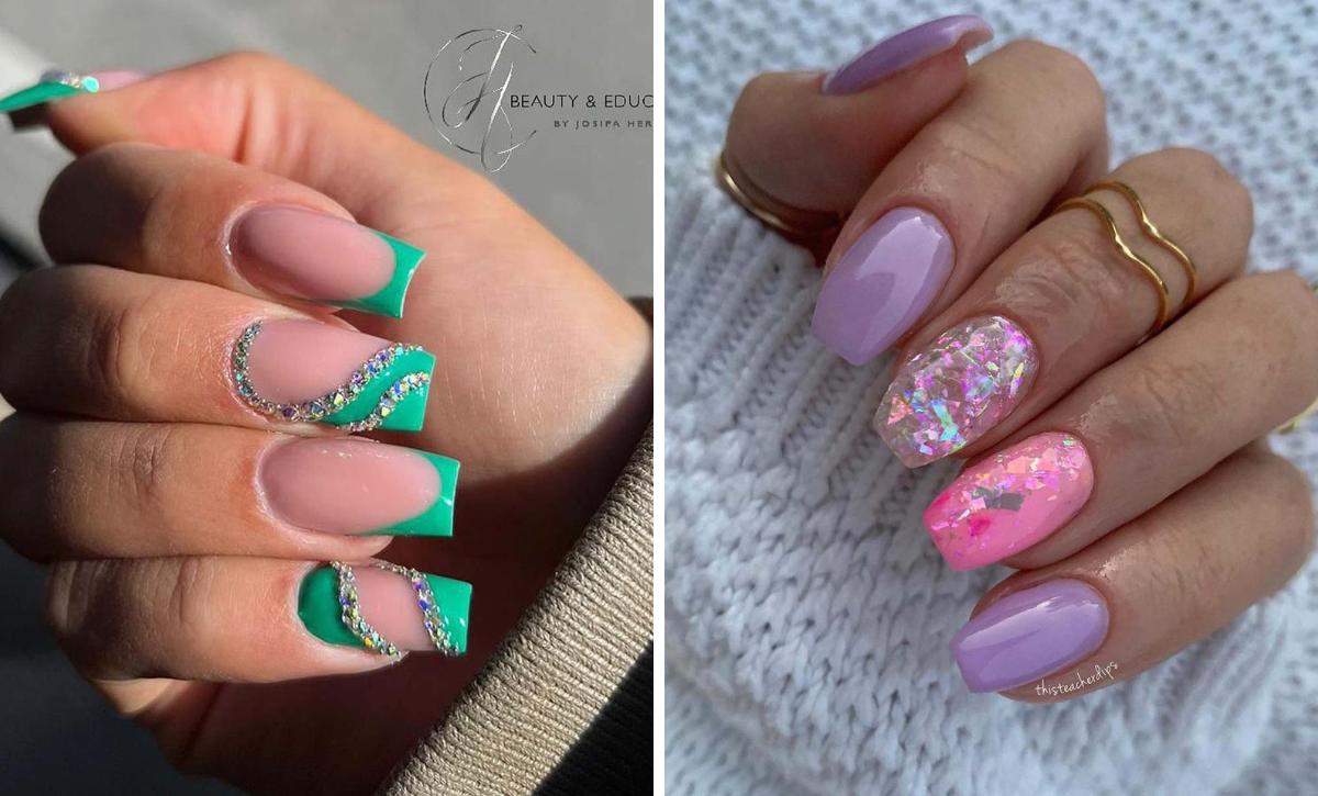 Spring Nails With Glitter