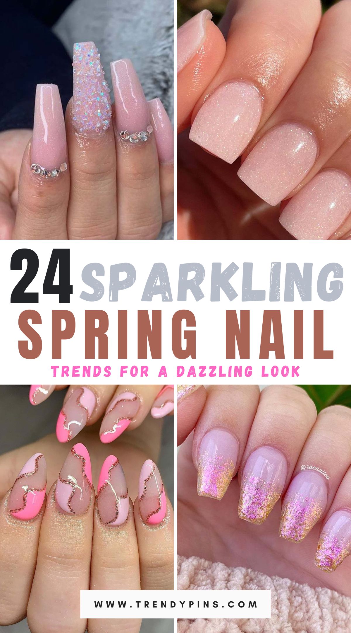 Discover 24 stunning spring nail trends with a sparkle twist from ThePinkGoose. Get inspired to shine with the latest dazzling designs!