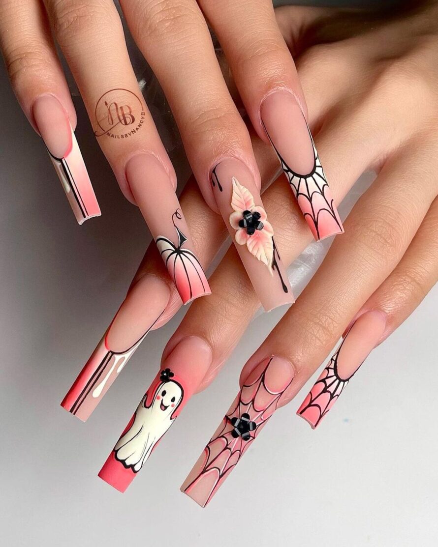 32 Chic Square Halloween Nails for a Perfectly Spooky Look