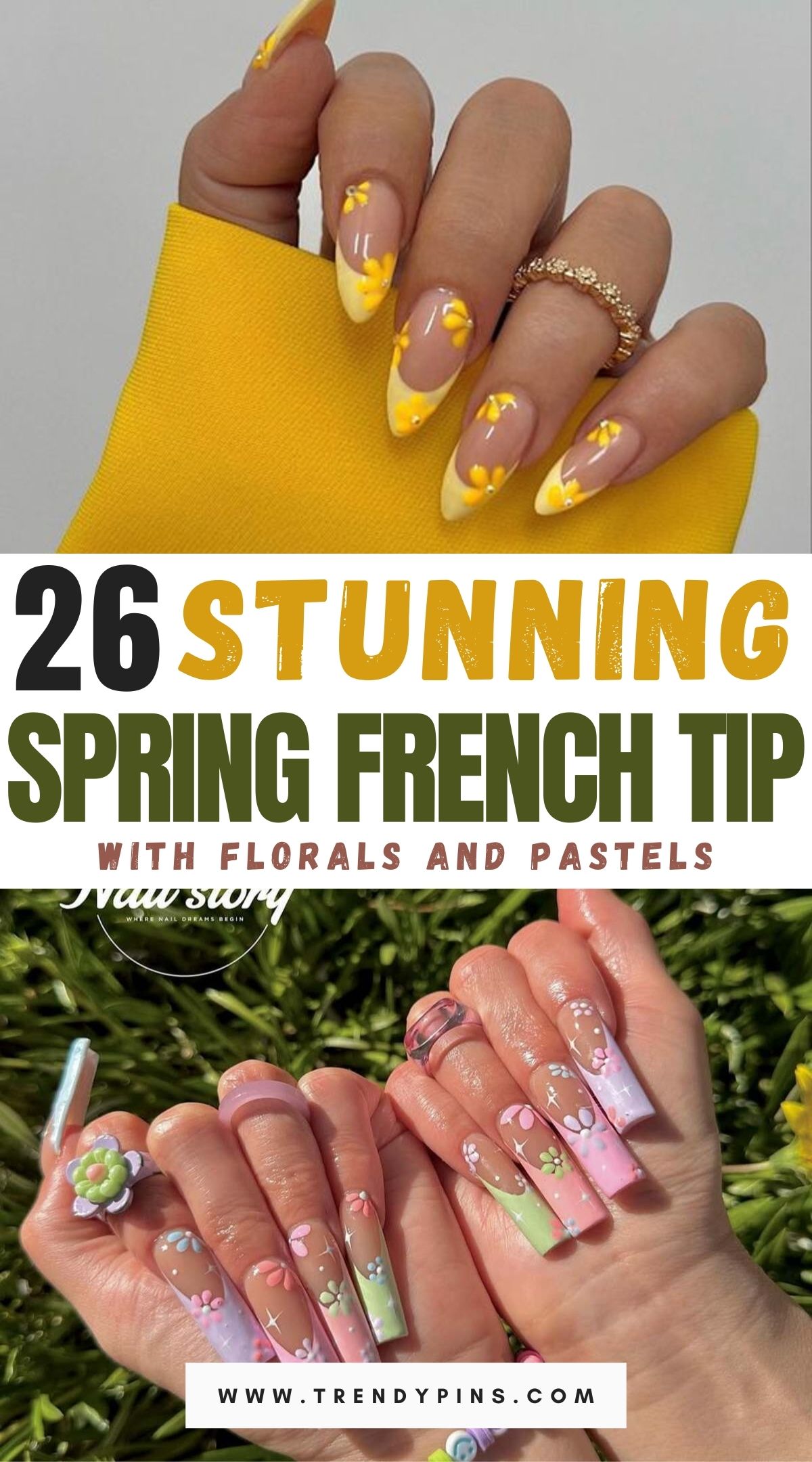26 Beautiful Spring French Tip Nails with Florals and Pastels for a ...