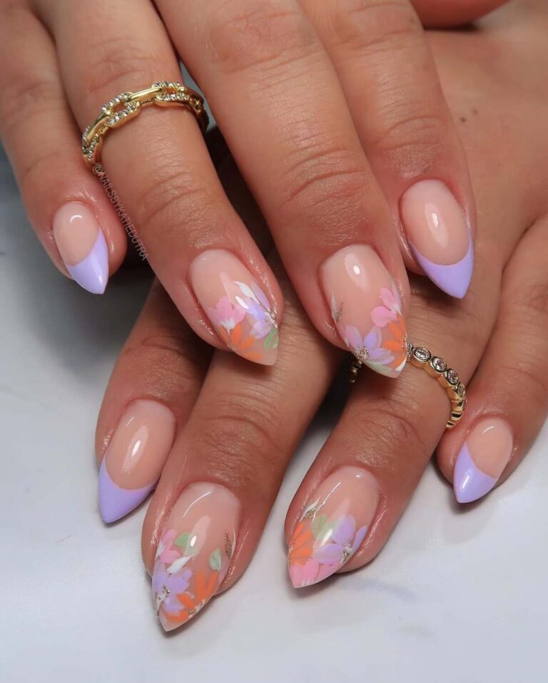 26 Beautiful Spring French Tip Nails with Florals and Pastels for a ...