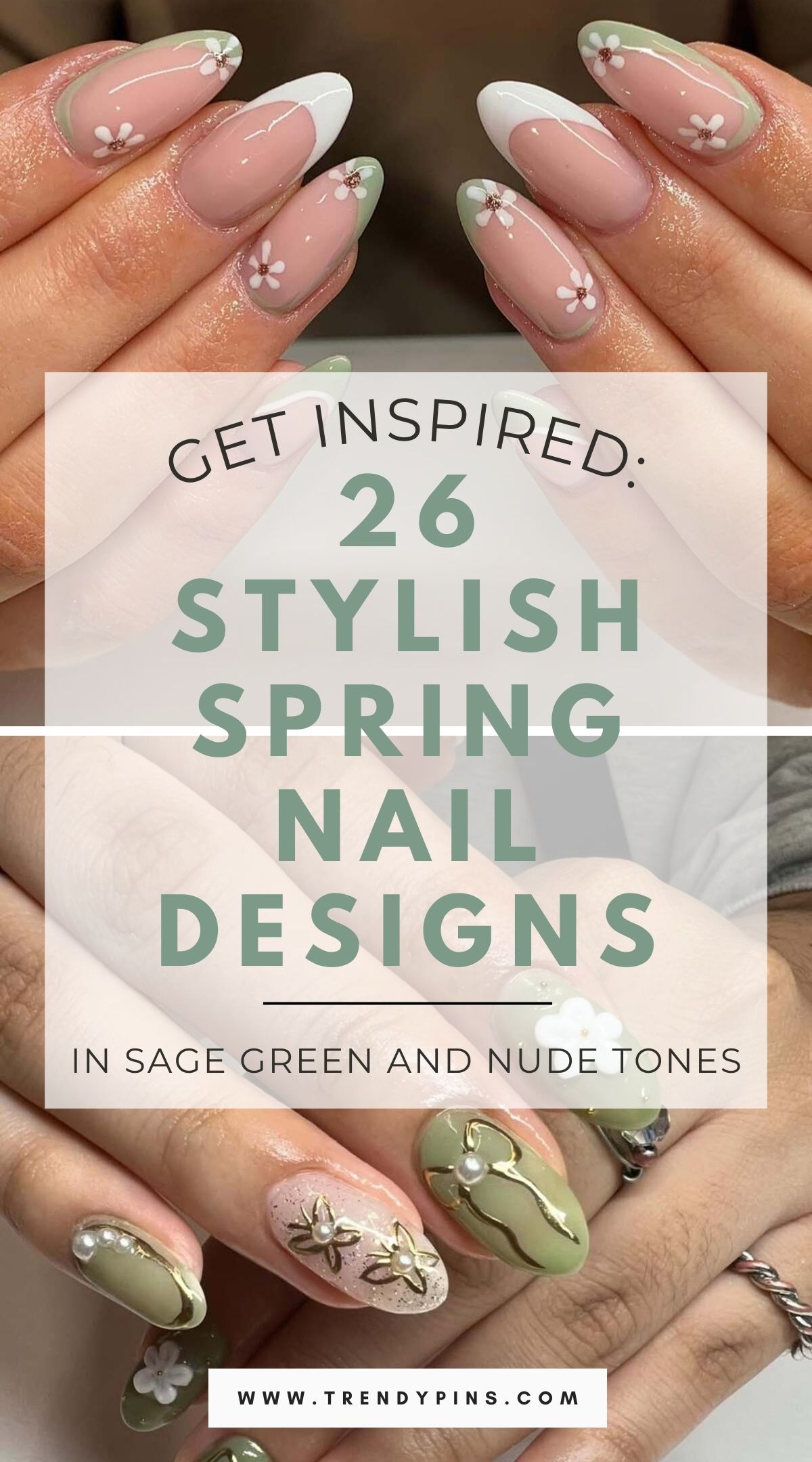 26 Subtle Spring Nails in Sage Green and Nude for a Minimalist Look