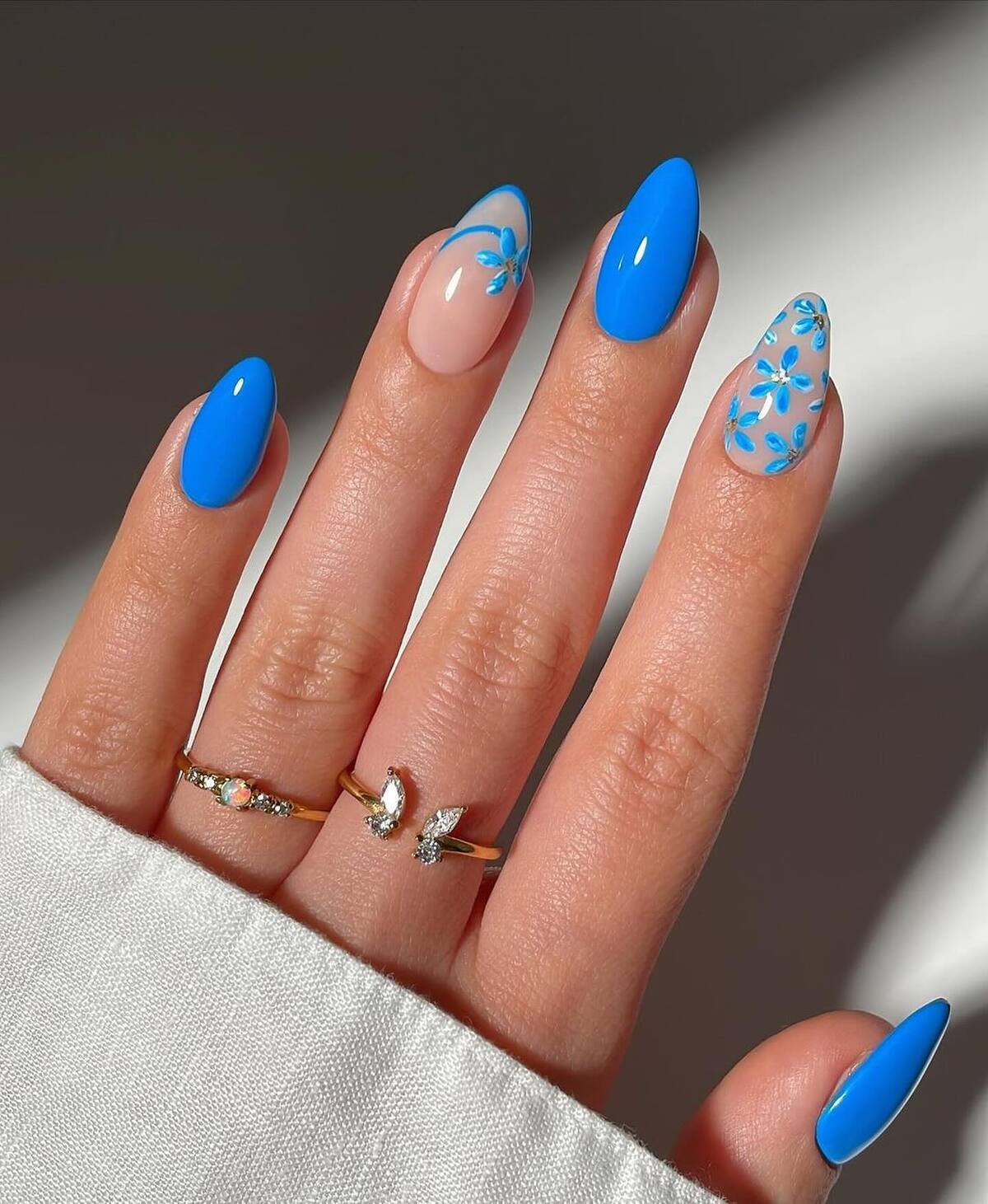 3. Bold Blue and Floral Art Fusion