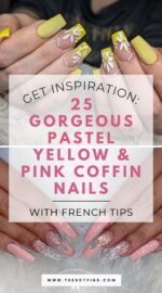 25 Elegant French Tip Coffin Nails In Pastel Yellow And Pink For Spring 5