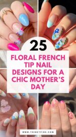 25 Elegant Mother S Day French Tip Nails With Floral Designs For Early Prep 3