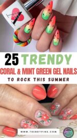 25 Sleek Gel Nails In Coral And Mint Green Perfect For Summer 2025 2