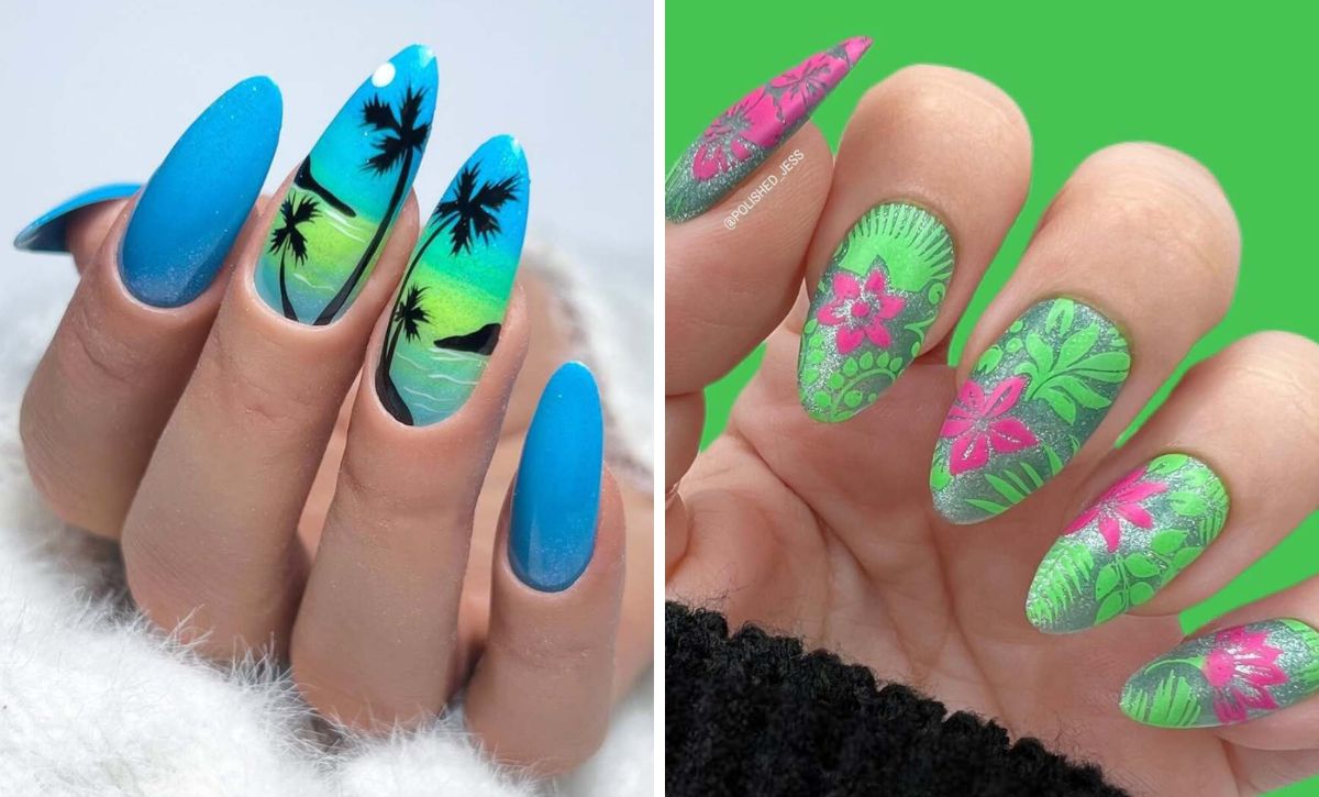26 Chic Almond Shaped Nails With Tropical Patterns To Kickstart Summer