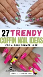 27 Bright And Fun Coffin Nails With Neon And Geometric Patterns For Summer 2