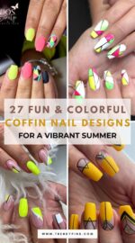 27 Bright And Fun Coffin Nails With Neon And Geometric Patterns For Summer 4