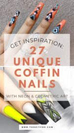 27 Bright And Fun Coffin Nails With Neon And Geometric Patterns For Summer 5