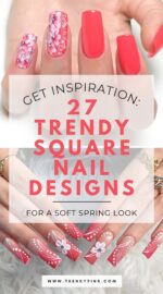 27 Fresh Spring Square Nails In Light Coral And White For A Clean Look 5