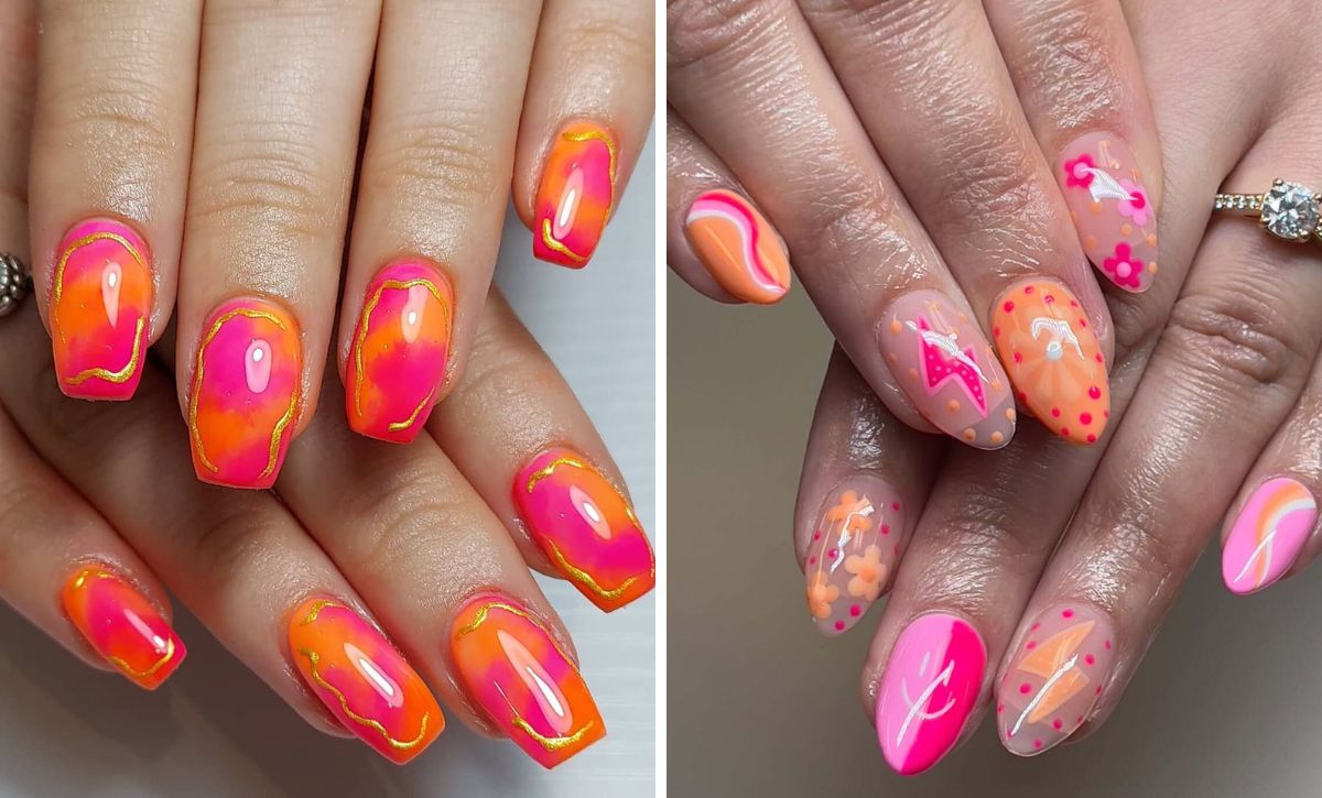 28 Bold Summer Nail Ideas In Neon Orange And Pink For A Vibrant Look