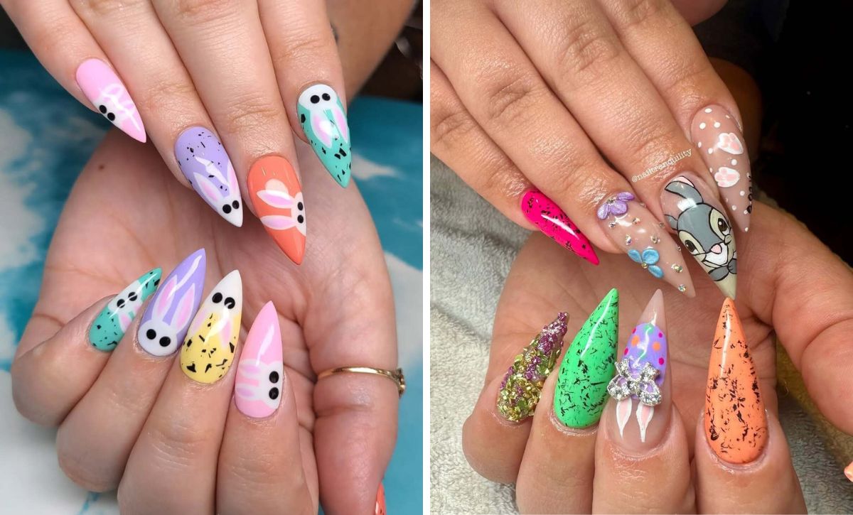 28 Easter Themed Stiletto Nails With Bunny And Egg Art For A Bold Look