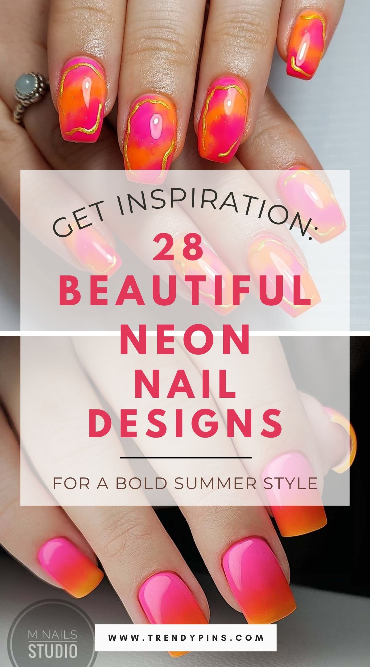 28 Bold Summer Nail Ideas in Neon Orange and Pink for a Vibrant Look