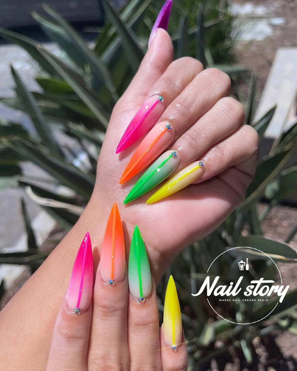 23. Neon Webbed Extreme Stilettos