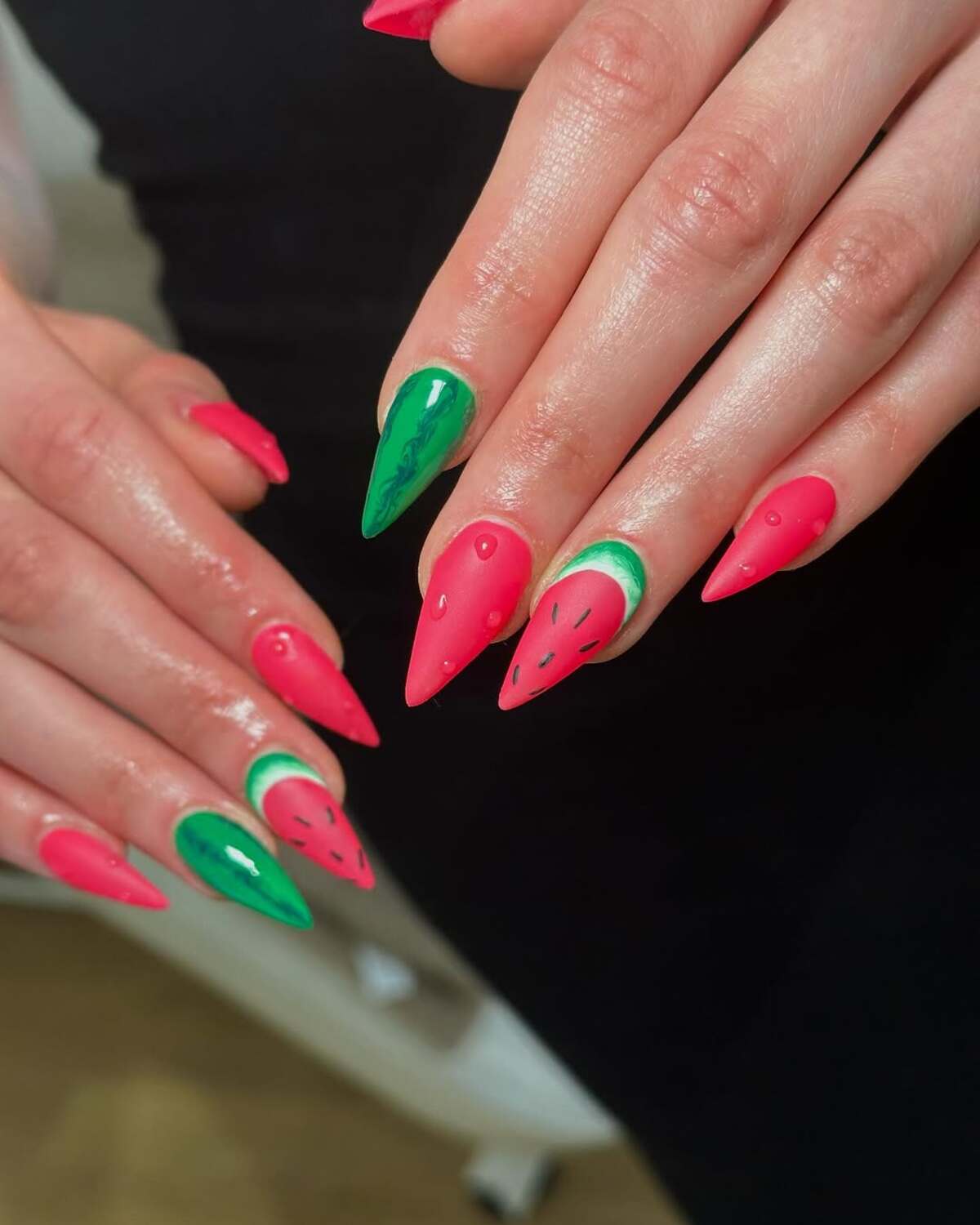 24. Neon Rainbow Ombre Stilettos