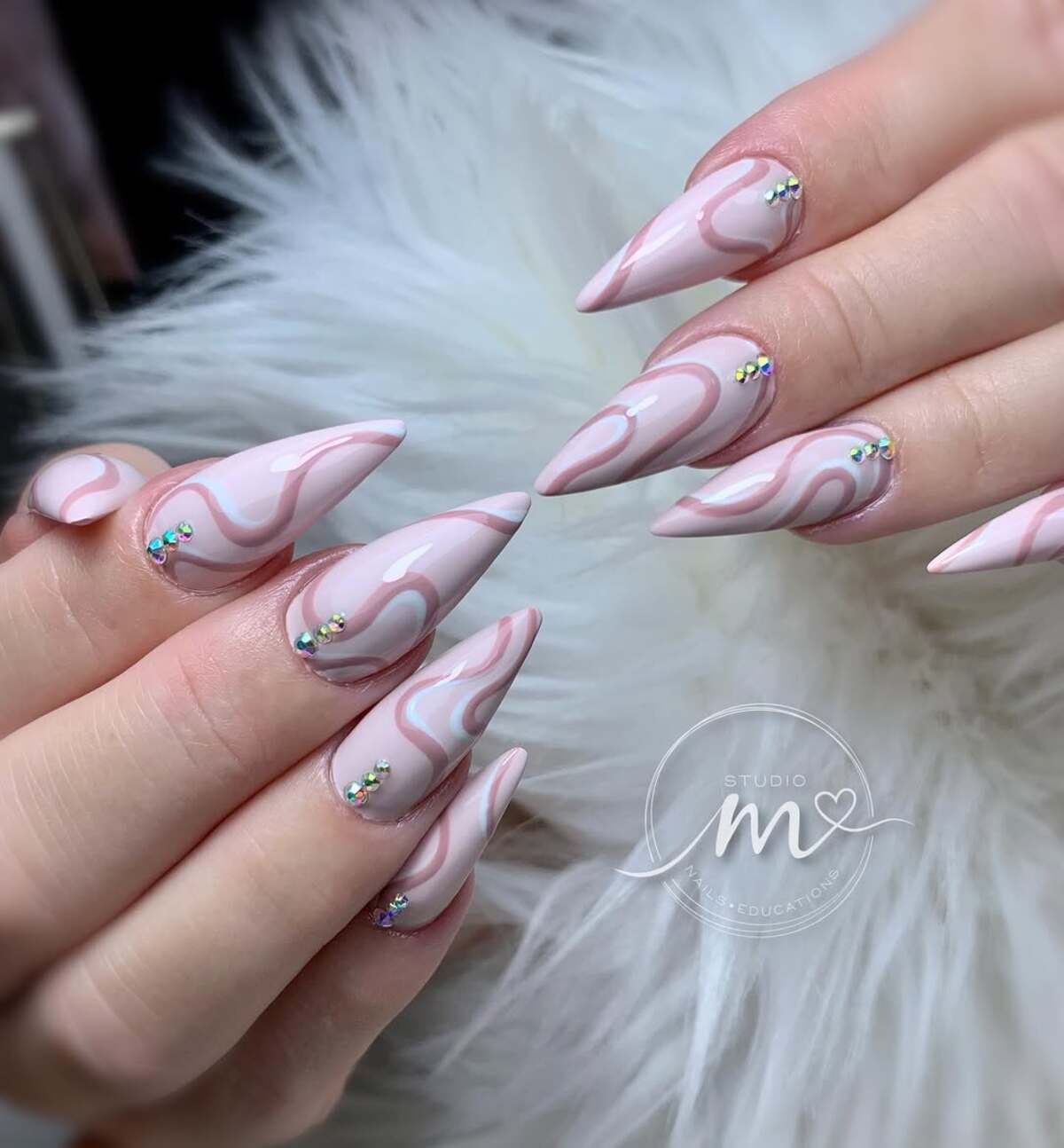 26. Soft Blue Wavy French Tips