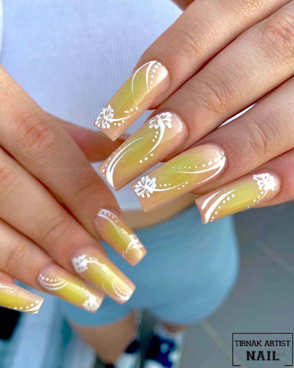 14. Yellow Ombre with Delicate White Details