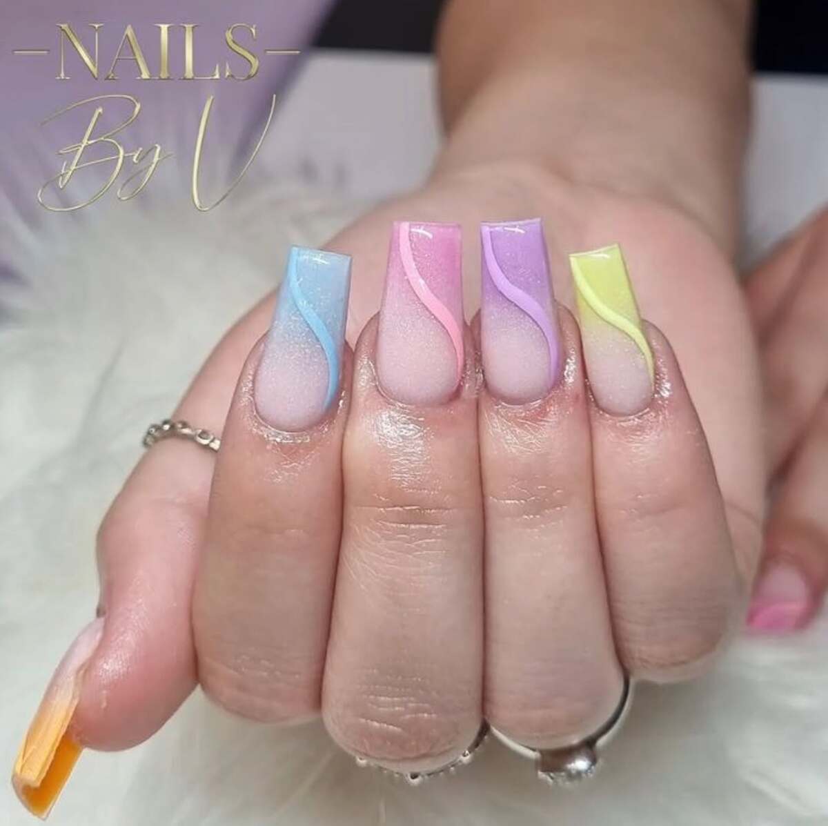 8. Pastel Ombre with Elegant Waves