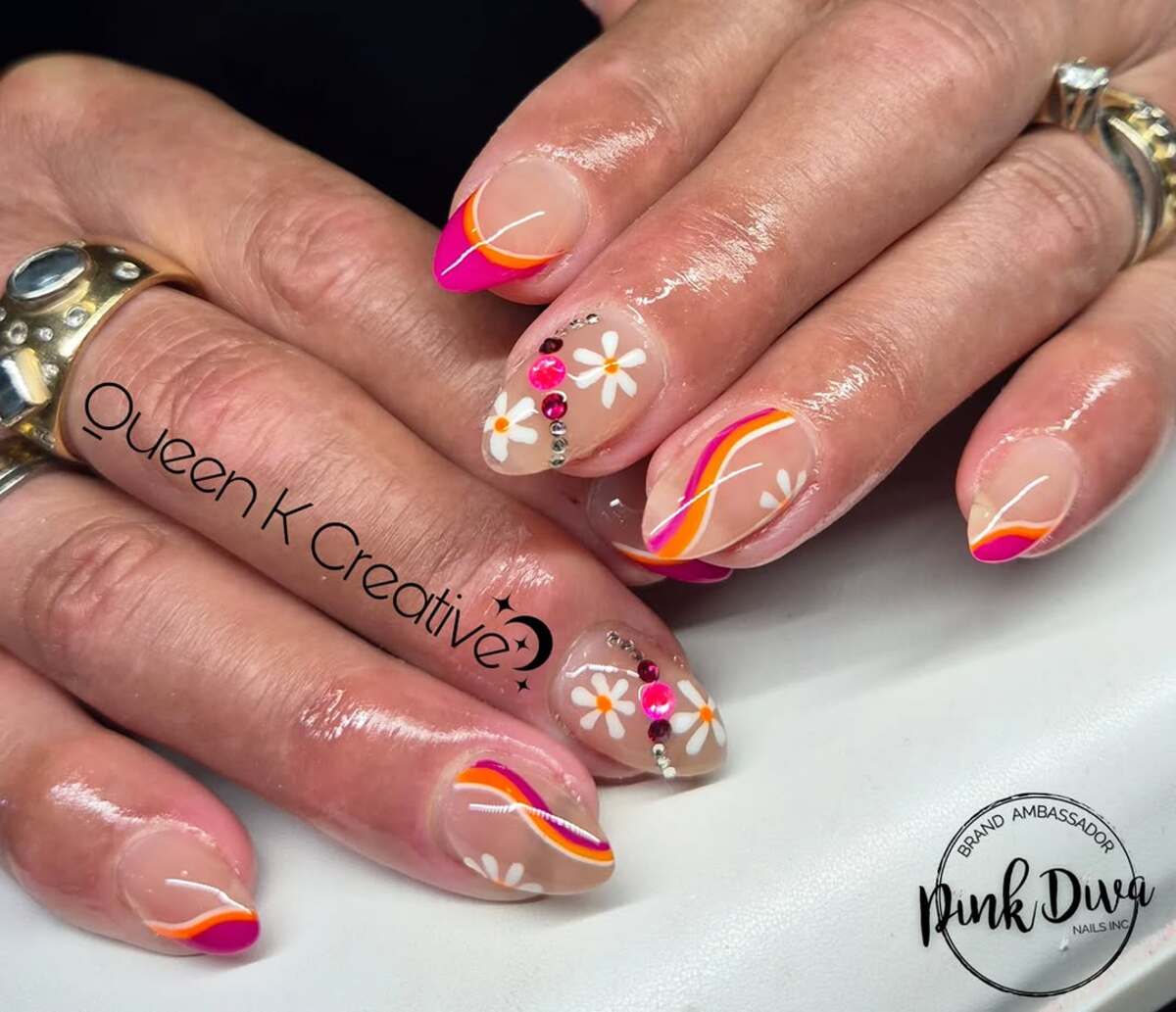 9. Dainty Floral Accents with Rhinestones