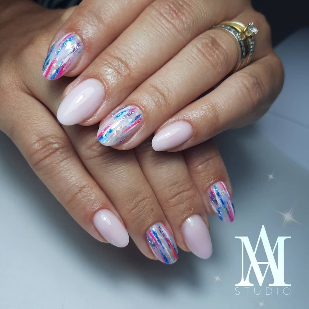 10. Delicate Pastel Stripes with a Hint of Foil