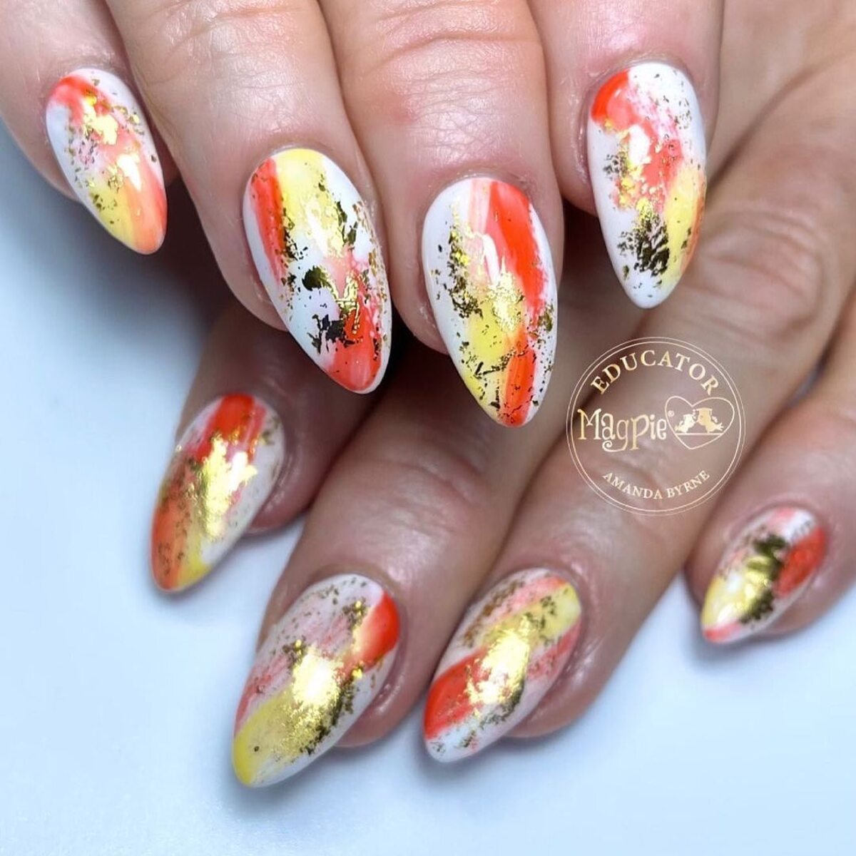 15. Sunset-Inspired Watercolor Nails
