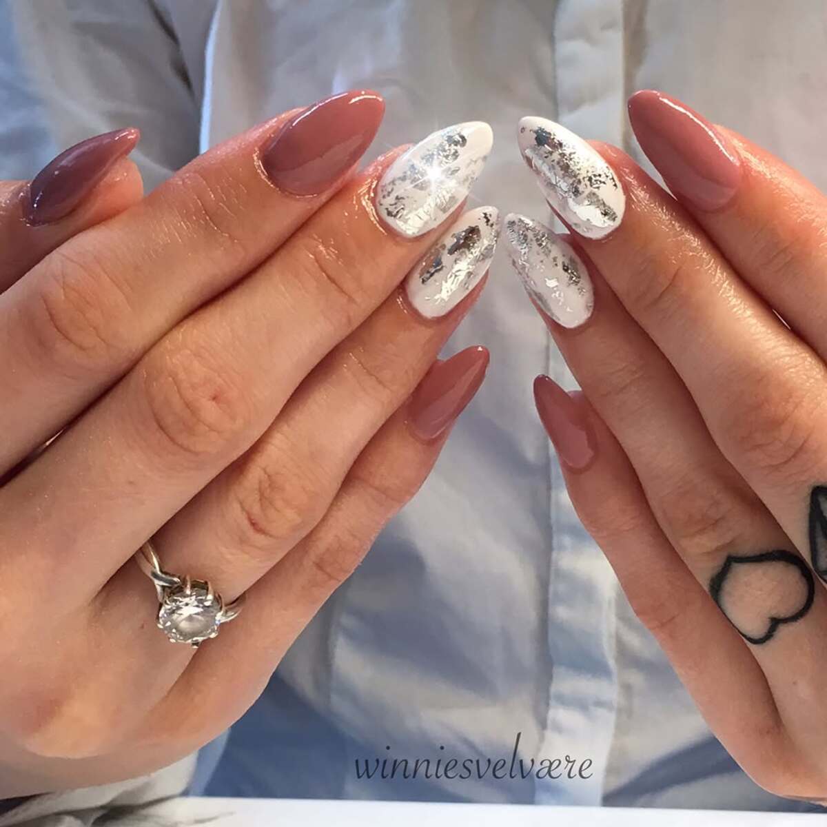 17. Chic Nude and Silver Contrast