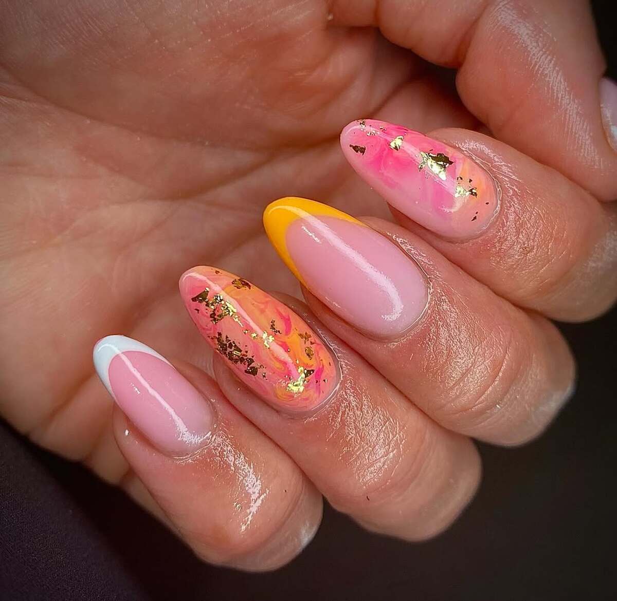 19. Soft Pink with Sunset Accents