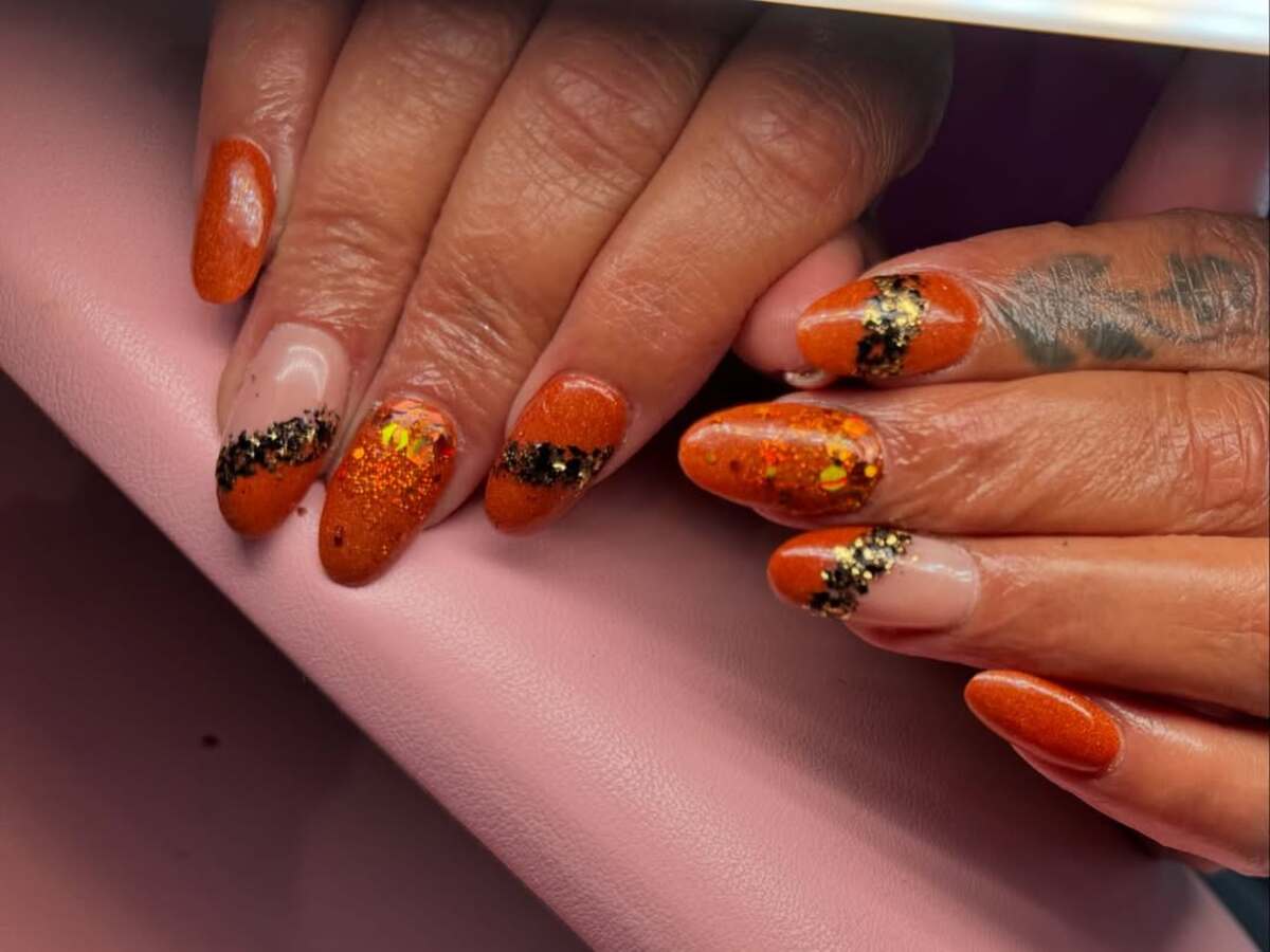 21. Burnt Orange and Black Glitter Glam