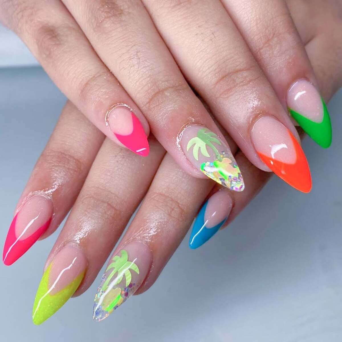7. Bright Neon Palms for a Beachy Vibe