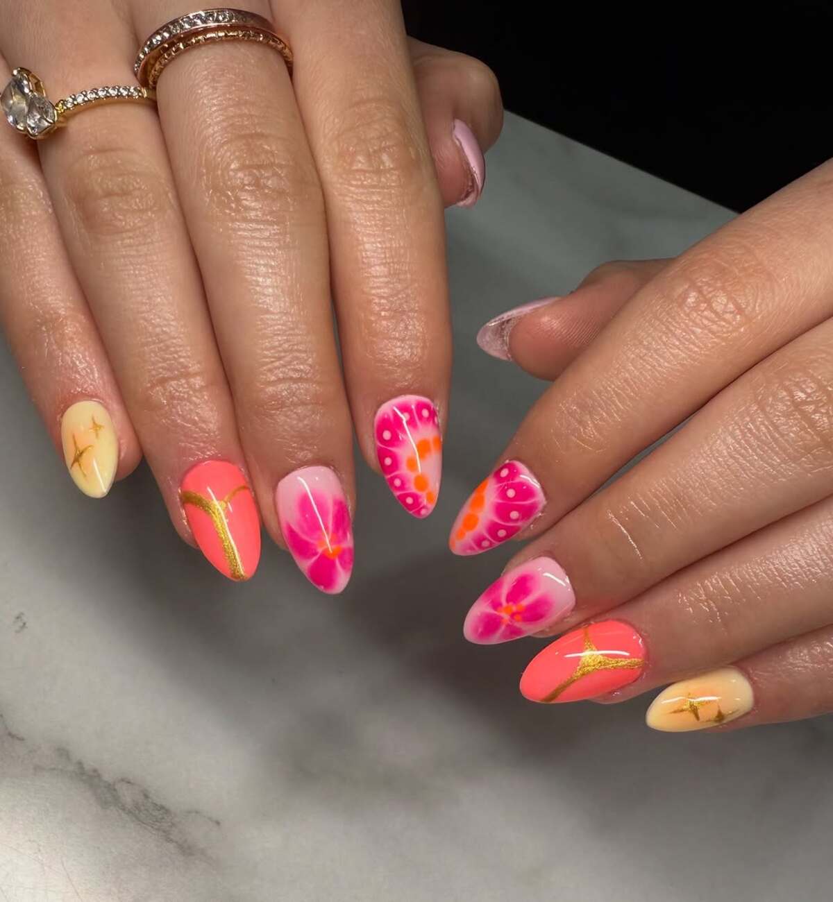 8. Hot Pink and Orange Floral Fantasy