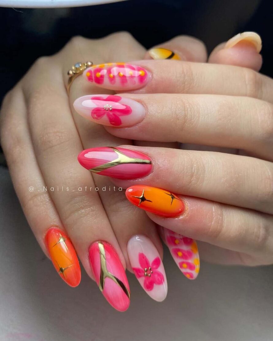 28 Bold Summer Nail Ideas in Neon Orange and Pink for a Vibrant Look