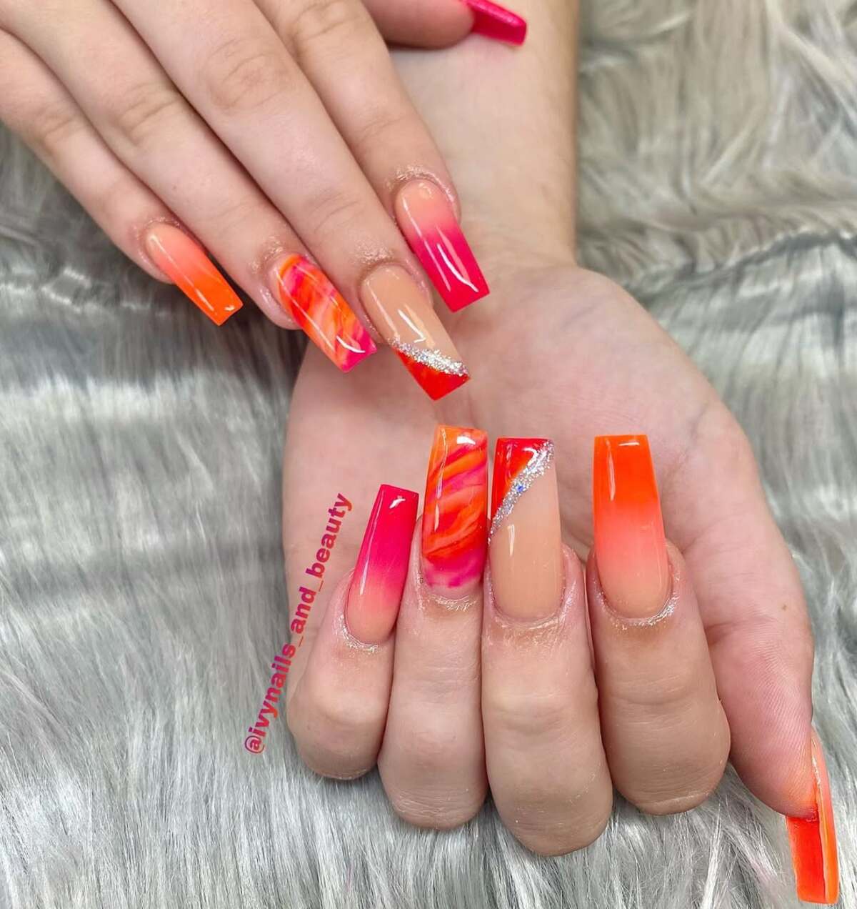 17. Fiery Marble Ombre with Silver Details