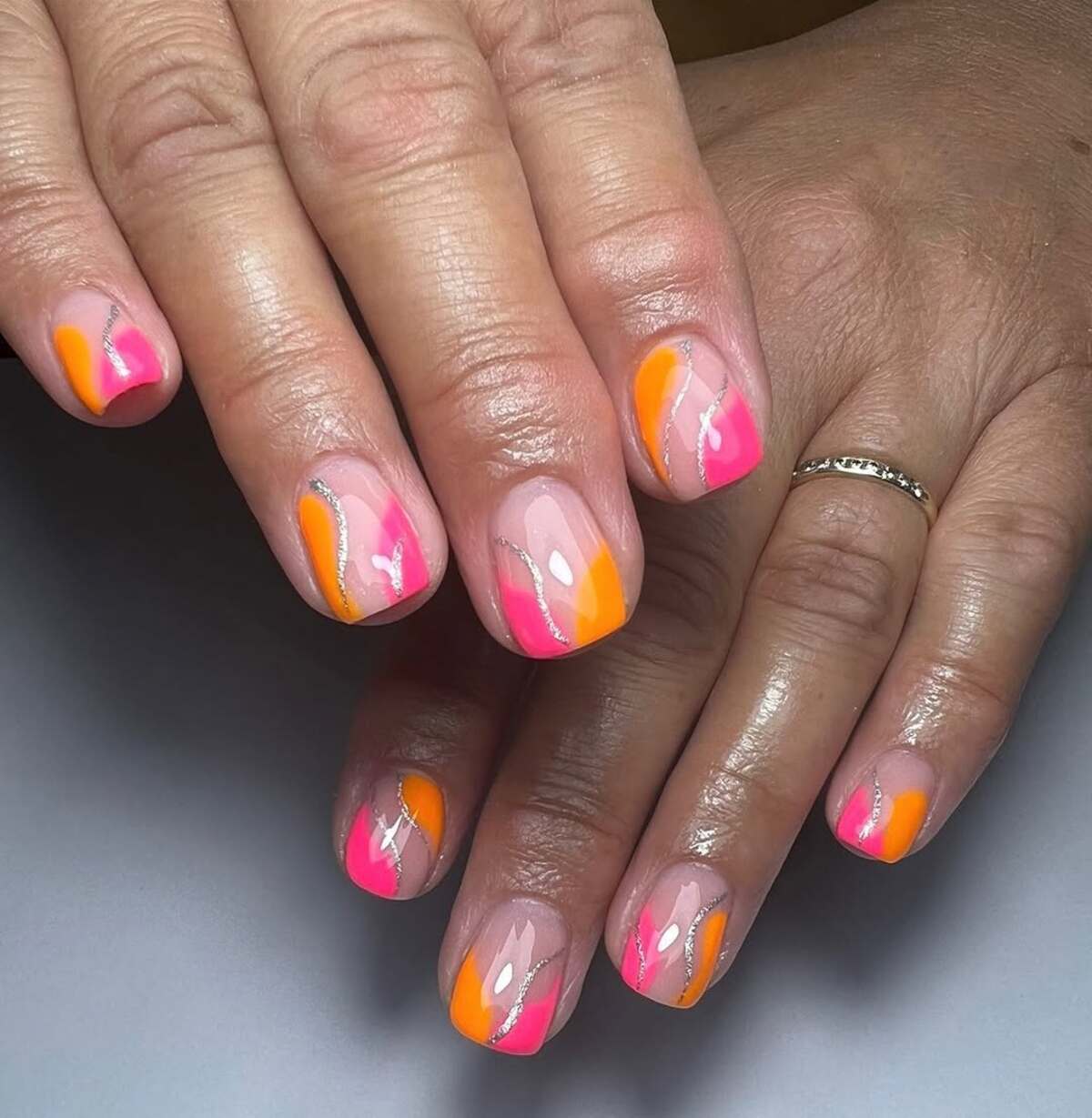 23. Short Neon Waves with Silver Details