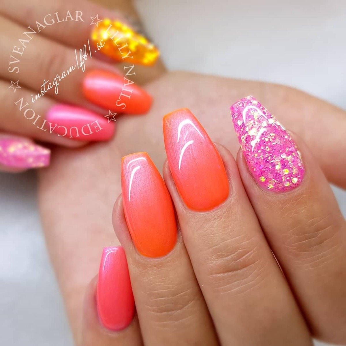 28. Neon Gradient with Glitter Glam