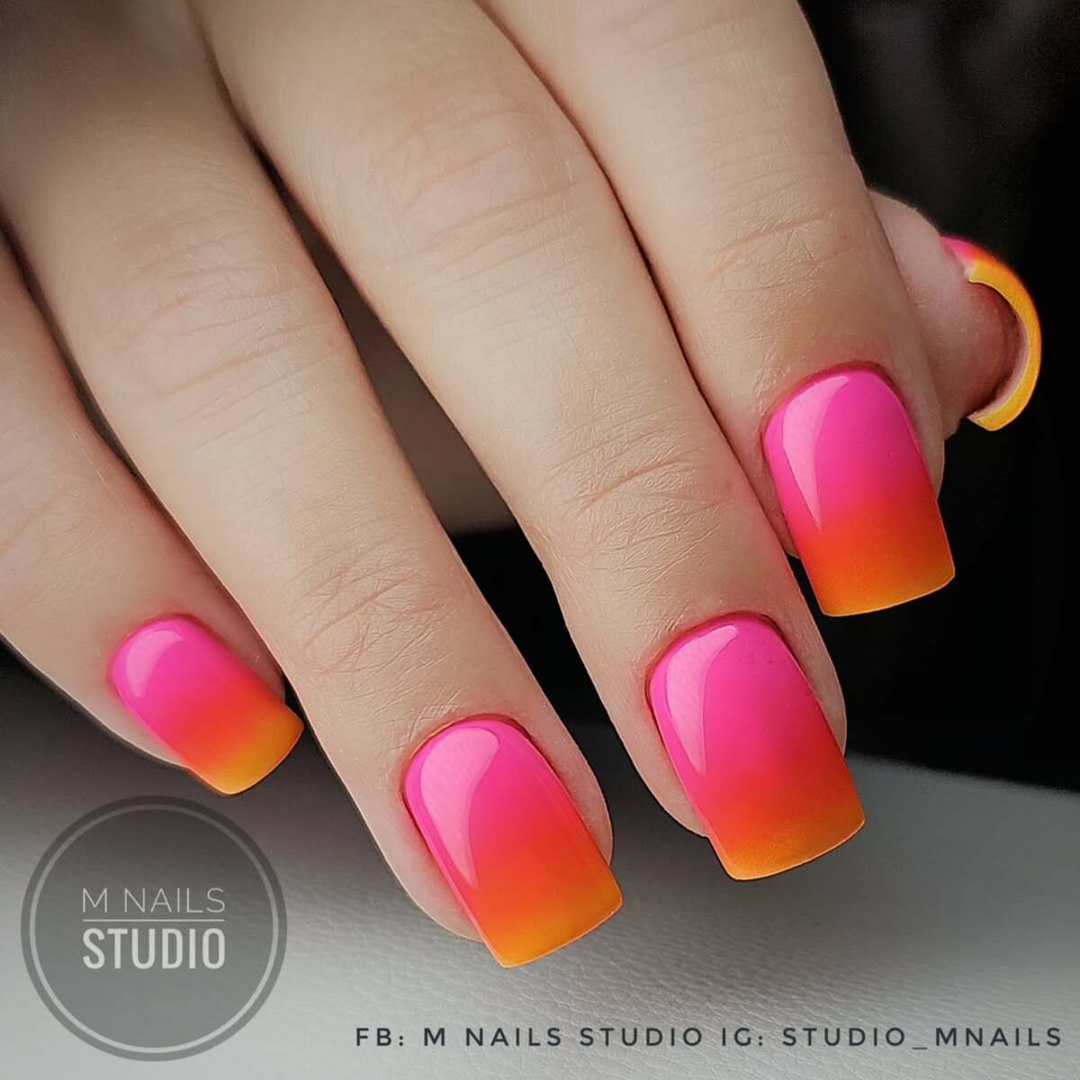 6. Ombre Perfection with Neon Pink and Orange
