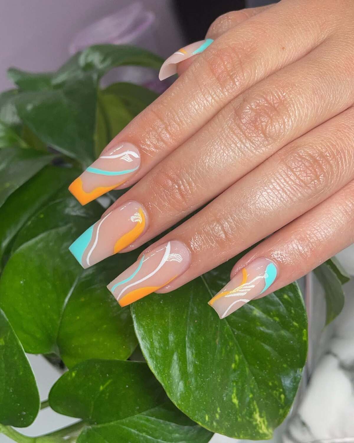 13. Minimalist Neon Waves for a Chic Look