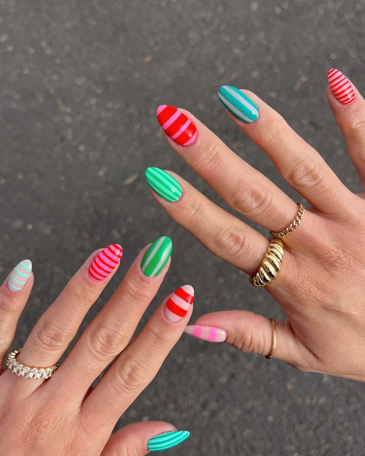 8. Striped Neon Nail Art for a Playful Look