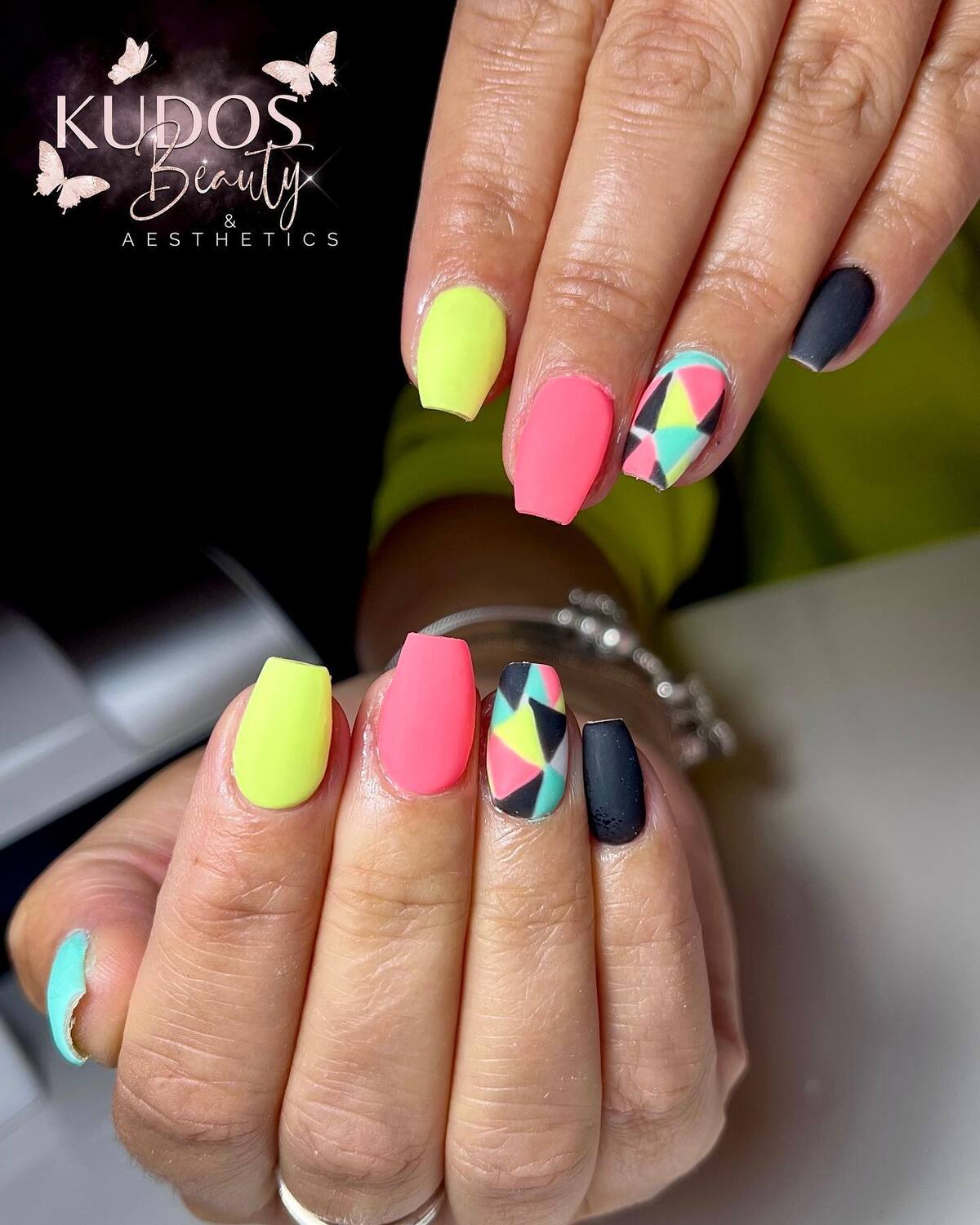 17. Matte Neon and Geometric Color Blocking