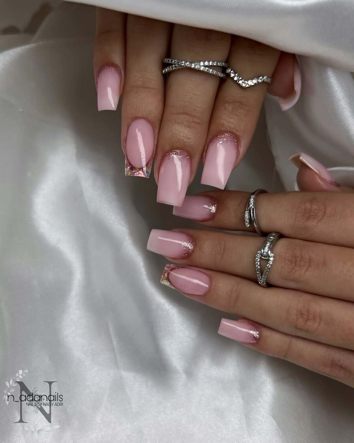 20. Luxe Pink Nails with Crystal Embellishments