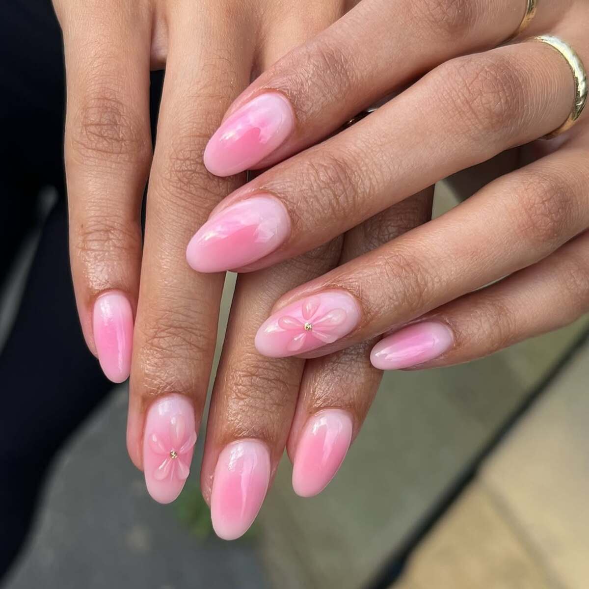 5. Natural Pink Nails with Floral Art