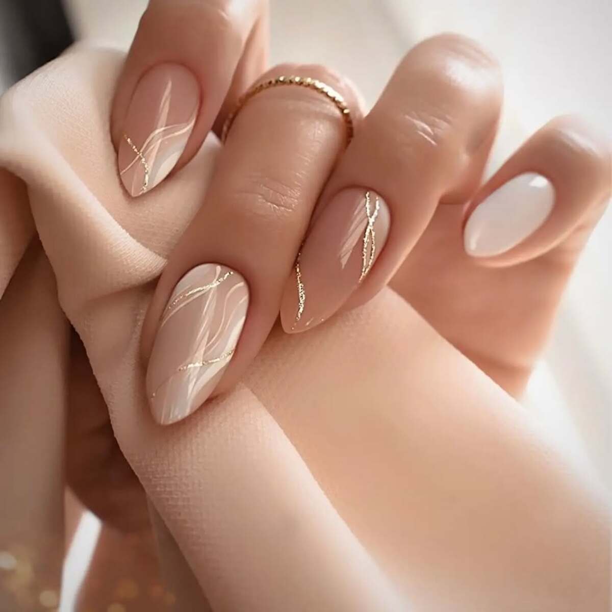 1. Soft Nude Elegance with Gold Accents