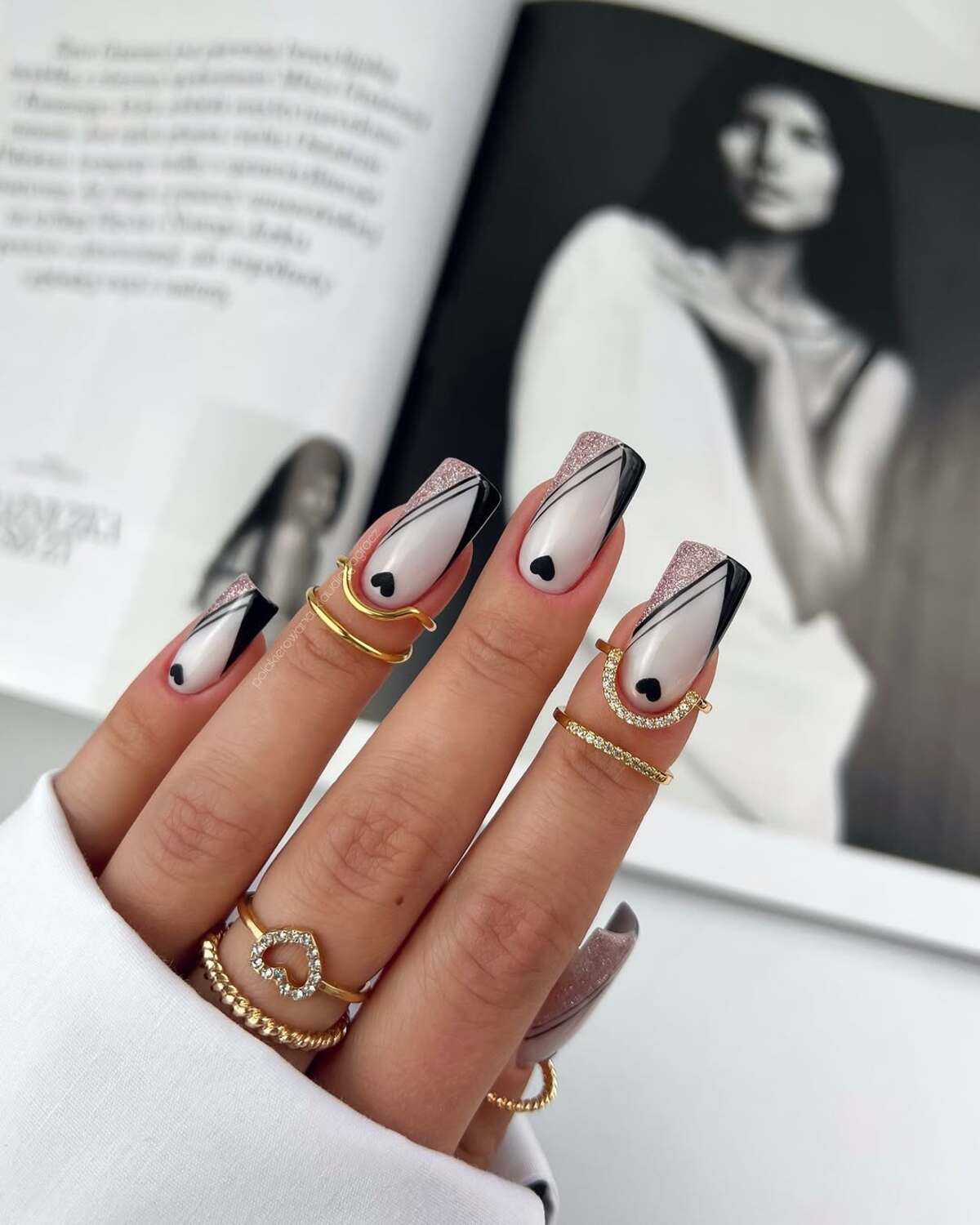 14. Chic Black and Nude Geometric Design