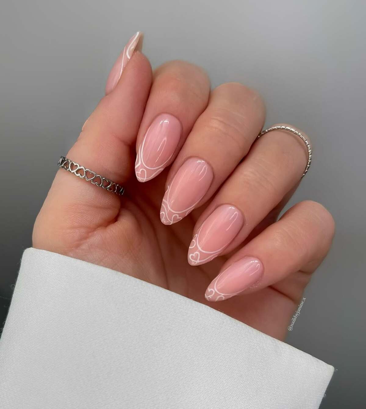 6. Romantic Blush with Delicate Hearts